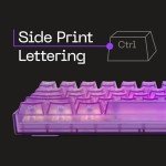 Higround Crystal Amethyst Basecamp 65% Mechanical USB Wired Gaming Keyboard, White Flame Switches, Programable RGB, Transparent/Translucent, Hot-Swappable, Deep Thock Creamy Sounding PC Keyboard