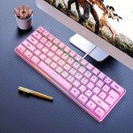 Snpurdiri 60% Wired Gaming Keyboard,RGB Backlit Ultra-Compact Waterproof Mini 61 Keys Keyboard, for PC/Mac Gamer, Typist, Travel, Easy to Carry on Business Trip(Pink)