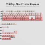 Guffercty kred Cute Gradient PBT Key Caps 135-keys Custom Minimalist Side Printed Double Shot Keycaps with Cherry Profile for 61/68/96/108Mechanical Gaming Keyboard (Blush)