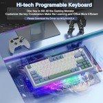 AULA F75 75% Wireless Mechanical Keyboard,Gasket Hot Swappable Custom Keyboard,Pre-lubed Reaper Switches RGB Backlit Gaming Keyboard,2.4GHz/Type-C/BT5.0 Mechanical Keyboard (White & Green)