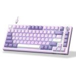 MageGee SKY81 75% Mechanical Gaming Keyboard, Gasket Hot Swappable Wired Custom Creamy Keyboard with 5-Layer Sound Dampening, Knob Control, RGB Backlit, NKRO for Win/Mac (Violet, Violet Switch)