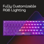 Higround Crystal Amethyst Basecamp 65% Mechanical USB Wired Gaming Keyboard, White Flame Switches, Programable RGB, Transparent/Translucent, Hot-Swappable, Deep Thock Creamy Sounding PC Keyboard