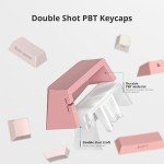 Guffercty kred Cute Gradient PBT Key Caps 135-keys Custom Minimalist Side Printed Double Shot Keycaps with Cherry Profile for 61/68/96/108Mechanical Gaming Keyboard (Blush)