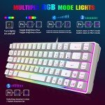 Snpurdiri 60% Percent Gaming Keyboard, Ergonomic Small Mini Gaming Keyboard, Compact RGB Backlit Keyboard for Windows, PC, Laptop, Gaming (68 Keys, White)