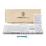 LANGTU Membrane Gaming Keyboard, Rainbow LED Backlit Quiet Keyboard for Office, USB Wired All-Metal Panel 25 Keys Anti-ghosting Computer Keyboard 104 Keys - L1 White/Silver