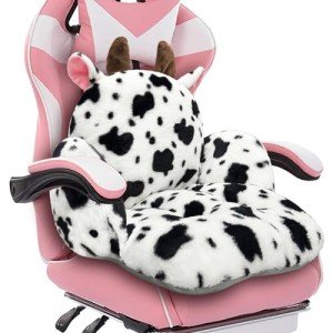 QIUODO Cute Chair Cushion, Comfy Seat Cushion for Office Desk, Kawaii Chair Cushions for Gamer, Soft Chair Cushion for Room Bedroom Decor（Fancy Cow）