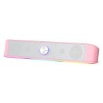 Redragon GS560 RGB Desktop Soundbar, 2.0 Channel Computer Speaker with Dynamic Lighting Bar Audio-Light Sync/Display, Touch-Control Backlit with Volume Knob, USB Powered w/ 3.5mm Cable, Pink