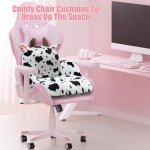 QIUODO Cute Chair Cushion, Comfy Seat Cushion for Office Desk, Kawaii Chair Cushions for Gamer, Soft Chair Cushion for Room Bedroom Decor（Fancy Cow）