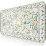 iCasso Green Floral Desk Matt for Desktop, XXL Large Mouse Pad, Anti-Slip Big Mousepad with Stitched Edges, Keyboard Pad Mouse Mat, 35.4 x 15.7 inches