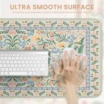 iCasso Green Floral Desk Matt for Desktop, XXL Large Mouse Pad, Anti-Slip Big Mousepad with Stitched Edges, Keyboard Pad Mouse Mat, 35.4 x 15.7 inches