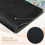 iCasso Green Floral Desk Matt for Desktop, XXL Large Mouse Pad, Anti-Slip Big Mousepad with Stitched Edges, Keyboard Pad Mouse Mat, 35.4 x 15.7 inches