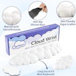 Sushret Cloud Wrist Rest Keyboard, Cloud Keyboard Wrist Pad Set with PU Leather Memory Foam, Cute Arm Rest for Palm Support, PC/Gaming Desk Accessories/Office Setup/Computer Hand Cushion - White