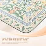 iCasso Green Floral Desk Matt for Desktop, XXL Large Mouse Pad, Anti-Slip Big Mousepad with Stitched Edges, Keyboard Pad Mouse Mat, 35.4 x 15.7 inches