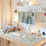 iCasso Green Floral Desk Matt for Desktop, XXL Large Mouse Pad, Anti-Slip Big Mousepad with Stitched Edges, Keyboard Pad Mouse Mat, 35.4 x 15.7 inches