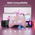 Mytrix Wireless Pro Controllers for Nintendo Switch, Windows PC iOS Android Steam/Steam Deck, Sakura Pink Bluetooth Controller with Programmable, Headphone Jack, Adjustable LED Light/Turbo/Vibration
