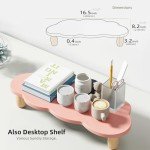 AFOOYO Monitor Stand Riser,Cloud-Shaped Sturdy Wood Computer Monitor Riser, Laptop Monitor Stand, Multi-Purpose Desktop Organizer Riser for Computer, Laptop, Printer, TV,Pink