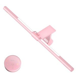 Quntis Pink Monitor Light Bar with Remote, Eye-Care No Glare, Space Saving Computer Desk Lamp As Gifts for Girls, Stepless Dimming, Modern Aesthetic Desk Light Bar for Home Office Gaming Reading