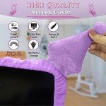 Kakurookie 23'' - 34'' Computer Monitor Protective Cover with Cat Ear Design, Cute Monitor Dust Cover with Furry Design, Elastic Dustproof, Suitable for PC, Tablet, TV