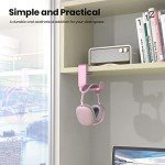 Rotating Headphone Stand - EURPMASK PC Gaming Headset Stand, Adjustable Clamp-on Headphone Holder, Headphone Hanger Hook Under Desk with 360 Degree Swivel&Cable Clip Organizer - Pink