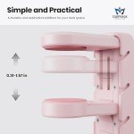 3-in-1 PC Gaming Headset&Controller Holder - EURPMASK Headphone Stand w/Adjustable Clamp&2 Controller Holder&Rotating Arm&Cable Organizer, Universal PC Gaming Accessory Controller Headset Stand-Pink