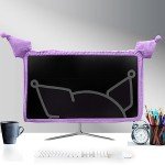 Kakurookie 23'' - 34'' Computer Monitor Protective Cover with Cat Ear Design, Cute Monitor Dust Cover with Furry Design, Elastic Dustproof, Suitable for PC, Tablet, TV