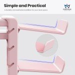 3-in-1 PC Gaming Headset&Controller Holder - EURPMASK Headphone Stand w/Adjustable Clamp&2 Controller Holder&Rotating Arm&Cable Organizer, Universal PC Gaming Accessory Controller Headset Stand-Pink