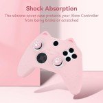 GeekShare Cat Paw Controller Skin Grips Set Anti-Slip Silicone Protective Cover Skin Case Compatible with Xbox Series X Controller with 2 Thumb Grip Caps and 1 Sticker (Pink)