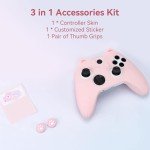 GeekShare Cat Paw Controller Skin Grips Set Anti-Slip Silicone Protective Cover Skin Case Compatible with Xbox Series X Controller with 2 Thumb Grip Caps and 1 Sticker (Pink)