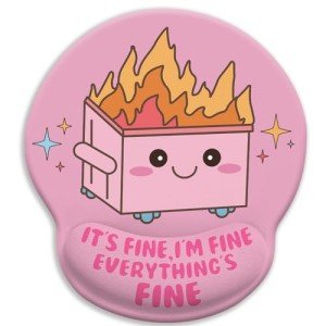 Blusabaca Funny Cute Mouse Pad with Wrist Rest, Dumpster on Fire Ergonomic Mouse Pads Wrist Support for Desk, Mousepad for Wireless Mouse Gaming Laptop Work Home Desk Accessories Office Supplies Decor