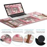 LIMKRIAN Anime Cat Mouse Pad Set, XXL Gaming Mouse Pad with Wrist Rest, Keyboard Mat, Cat Coaster, Cute Office Desk Decor Accessories, Pink Lycra