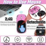HuGuWdy Pink Wireless Car Mouse - 2.4G Wireless with USB Receiver, Optical Mouse for PC, Laptop, Tablet - Win XP/Vista/7/ME/2000/Mac OS