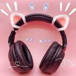 REEYEAR Cute Pink Cat Ears Fits for HypreX Cloud/Cloud Stinger/Cloud Flight Headsets, Universal Fit Lovely Kitty Adjustable Attachment Straps for Video Live Gaming Headphone,White & Pink