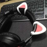 REEYEAR Cute Pink Cat Ears Fits for HypreX Cloud/Cloud Stinger/Cloud Flight Headsets, Universal Fit Lovely Kitty Adjustable Attachment Straps for Video Live Gaming Headphone,White & Pink