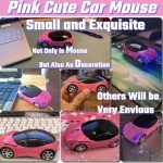HuGuWdy Pink Wireless Car Mouse - 2.4G Wireless with USB Receiver, Optical Mouse for PC, Laptop, Tablet - Win XP/Vista/7/ME/2000/Mac OS