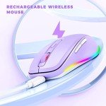 Wireless Mouse Jiggler - LED Wireless Mice with Build-in Mouse Mover, Rechargeable Moving Mouse for Laptop with Undetectable Random Movement Keeps Computers Awake - Purple