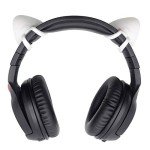 REEYEAR Cute Pink Cat Ears Fits for HypreX Cloud/Cloud Stinger/Cloud Flight Headsets, Universal Fit Lovely Kitty Adjustable Attachment Straps for Video Live Gaming Headphone,White & Pink