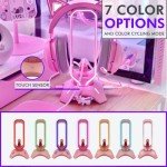 Tilted Nation RGB Gaming Headset Stand - 3 in 1 Pink with Mouse Bungee and 2 Port USB Hub Charger - The Ultimate Accessory and Gamer Gift - Headphone Holder for Desk