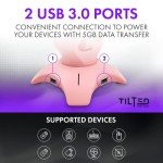 Tilted Nation RGB Gaming Headset Stand - 3 in 1 Pink with Mouse Bungee and 2 Port USB Hub Charger - The Ultimate Accessory and Gamer Gift - Headphone Holder for Desk