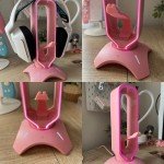 Tilted Nation RGB Gaming Headset Stand - 3 in 1 Pink with Mouse Bungee and 2 Port USB Hub Charger - The Ultimate Accessory and Gamer Gift - Headphone Holder for Desk