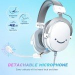 FIFINE USB PC Gaming Headset with 3.5mm Audio Jack, Detachable Microphone, 7.1 Surround Sound, Volume Control, Streaming Over-Ear Wired Headphones for Computer, PS5, Controller, Xbox-H9 White