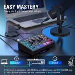 FIFINE Gaming Audio Mixer, Streaming RGB PC Mixer with XLR Microphone Interface, Individual Control, Volume Fader, Mute Button, 48V Phantom Power, for Podcast/Recording/Vocal/Game Voice-AmpliGame SC3