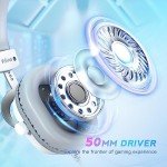 FIFINE USB PC Gaming Headset with 3.5mm Audio Jack, Detachable Microphone, 7.1 Surround Sound, Volume Control, Streaming Over-Ear Wired Headphones for Computer, PS5, Controller, Xbox-H9 White