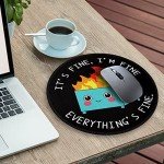 Dumpster on Fire Round Mouse Pad 8.6 x 8.6 Inch, Cute Funny Mousepad for Laptop Gaming, Stitched Edge Non-Slip Rubber Base, Home Office Decor Desk Accessories, It's Fine I`m Fine Everything is Fine