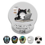 LIMKRIAN Cat Ergonomic Mouse Pad with Wrist Rest, Gaming Mouse Pad with Wrist Support, Funny Mouse Pads for Desk, Computer Mousepad with Non-Slip Pain Relief PU Base, Cute Office Desk Accessories
