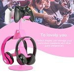 KELJUN Controller Holder Pink,Headphone Stand,3 Tier Multi Adjustable Game Controller Headset Hanger for All Universal Gaming PC Accessories, Xbox PS4 PS5 Nintendo Switch(Cute Pink)