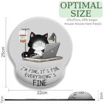 LIMKRIAN Cat Ergonomic Mouse Pad with Wrist Rest, Gaming Mouse Pad with Wrist Support, Funny Mouse Pads for Desk, Computer Mousepad with Non-Slip Pain Relief PU Base, Cute Office Desk Accessories