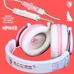 SADES MPOWER Stereo Gaming Headset for PS4, PC, Mobile, Noise Cancelling Over Ear Headphones with Retractable and Flexible Mic & Soft Memory Earmuffs for Laptop Nintendo Switch Games-Angel Edition
