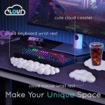 Cloud Wrist Rest for Computer Keyboard Arm Wrist Rest with Non-Slip Base Extended Wrist Rest Ergonomic Memory Foam for Keyboard and Mouse Typing Pain Relief, Office, Gaming, Computer