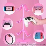 KELJUN Controller Holder Pink,Headphone Stand,3 Tier Multi Adjustable Game Controller Headset Hanger for All Universal Gaming PC Accessories, Xbox PS4 PS5 Nintendo Switch(Cute Pink)