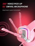 ZIUMIER Pink Gaming Headset for PC, PS4, PS5, Xbox One, Xbox Series S/X, Switch, Noise Canceling Microphone, Stereo Surround Sound, 3.5mm Wired Gaming Headphones